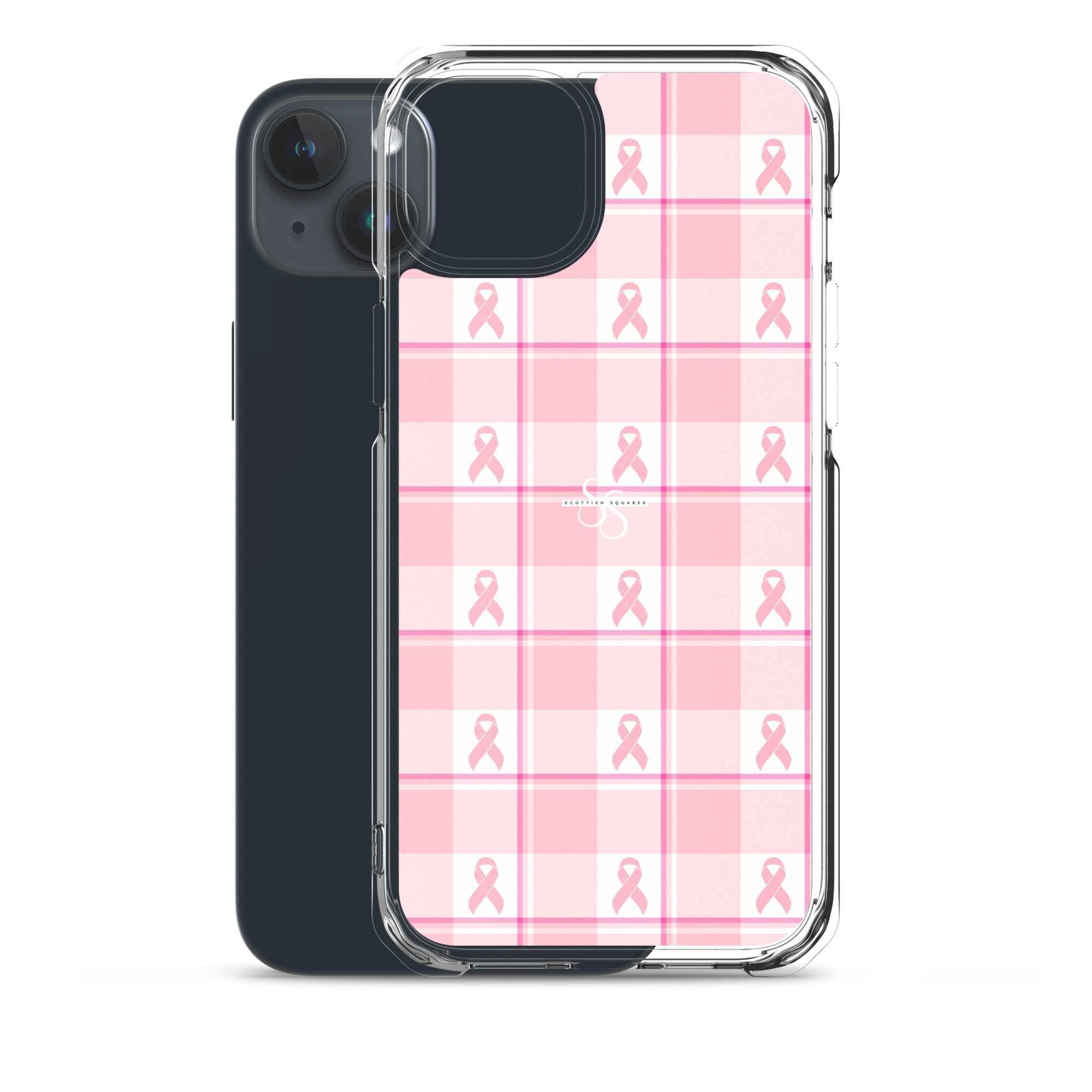 Clear Case for iPhone Breast Cancer Awareness Plaid - Scottish Squares