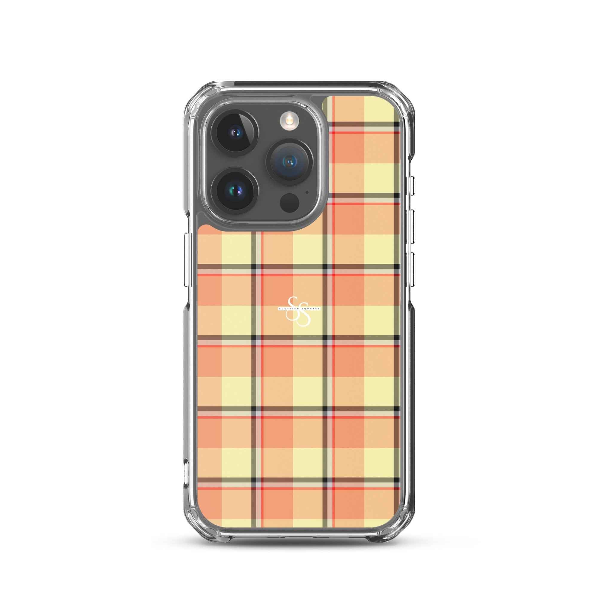 Clear Case for iPhone Claystone and Morning Mist Plaid iPhone 15 Pro - Scottish Squares