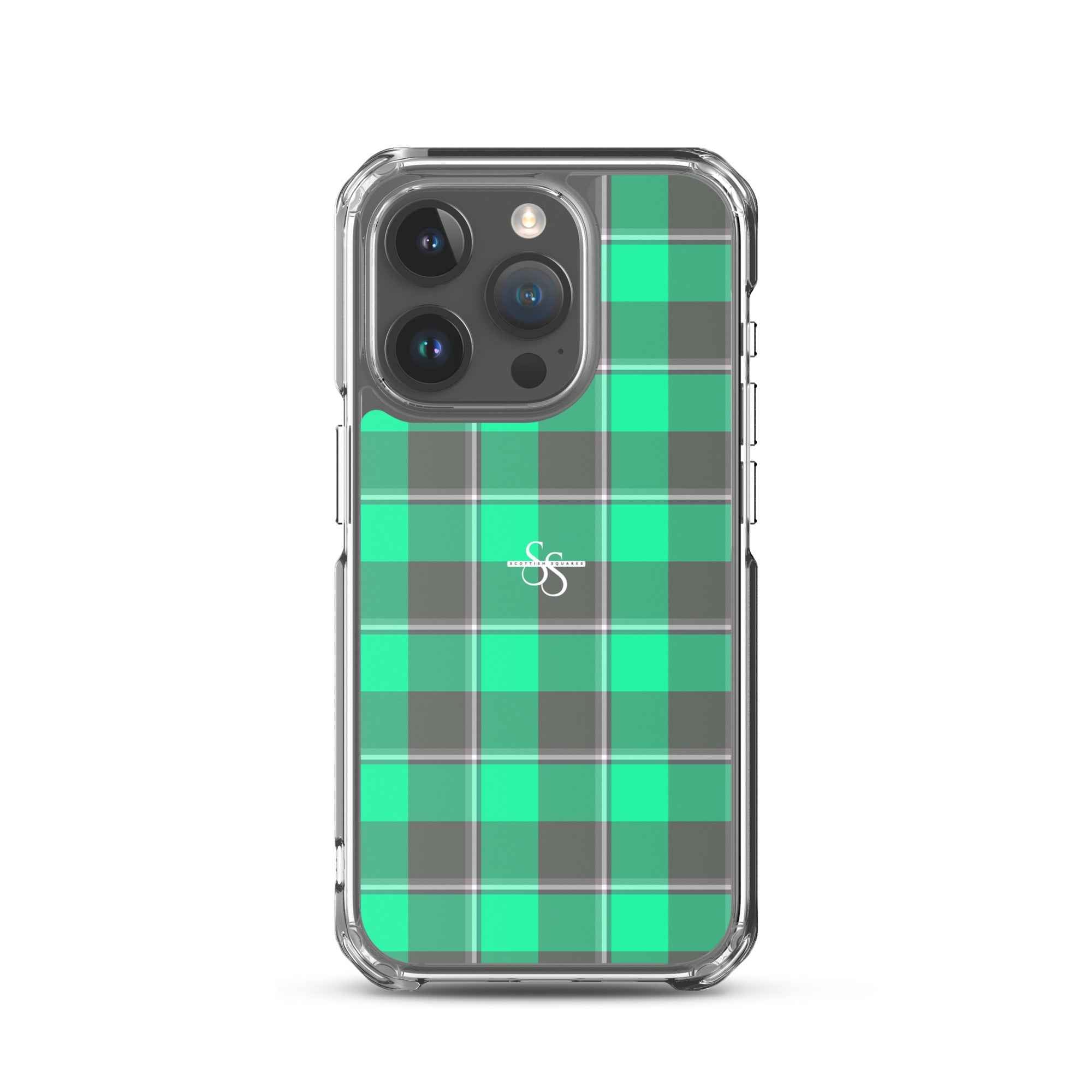 Clear Case for iPhone Spring Green and Finlandia Plaid iPhone 15 Pro - Scottish Squares