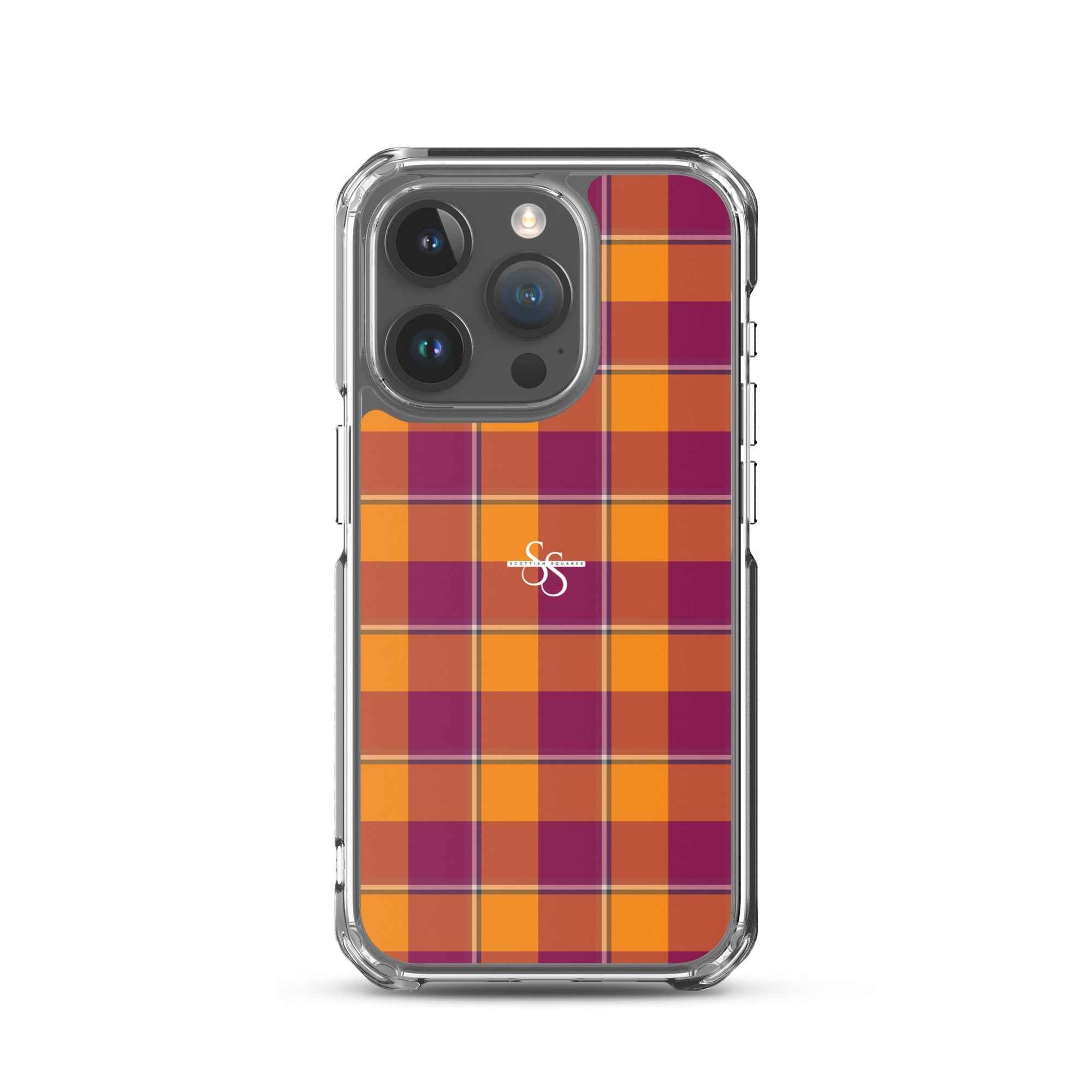 Clear Case for iPhone Tahiti Gold and Rose Bud Cherry Plaid iPhone 15 Pro - Scottish Squares