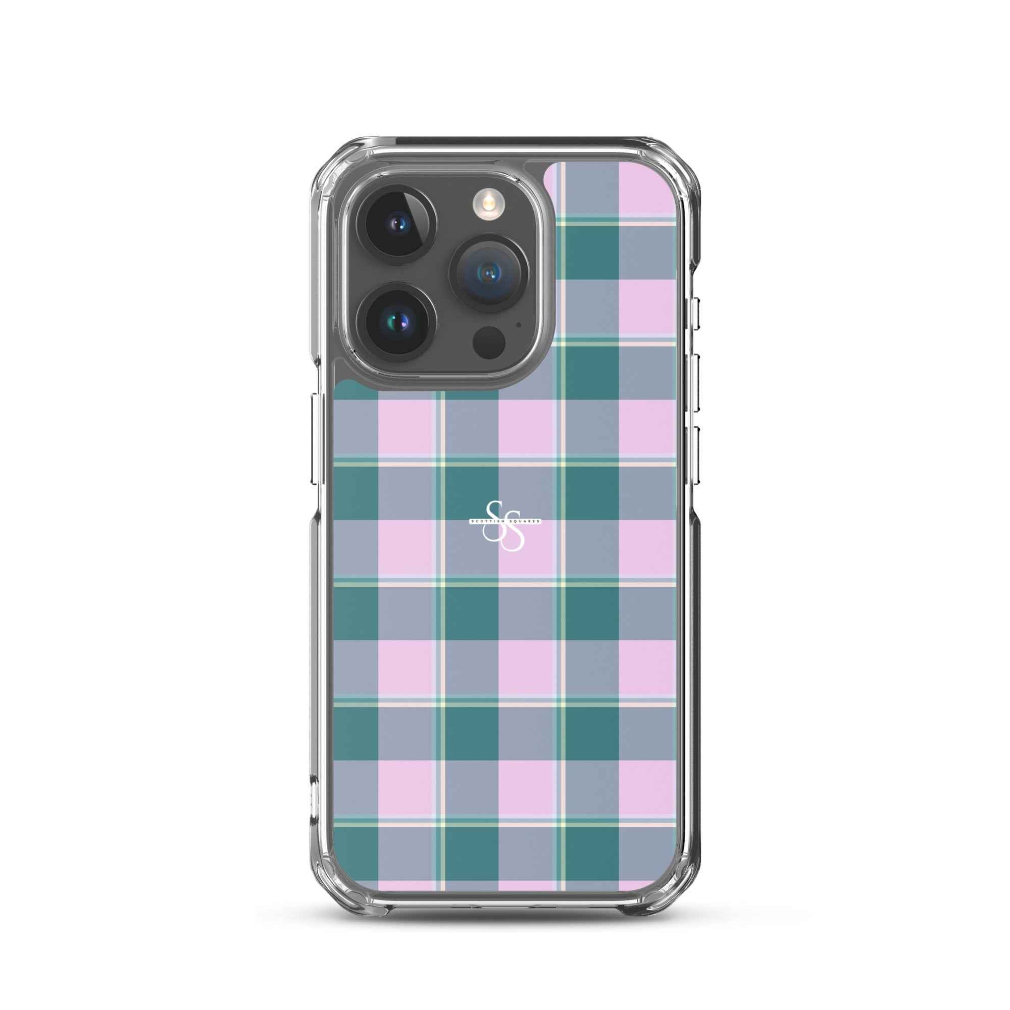Clear Case for iPhone Ming and Melanie Plaid iPhone 15 Pro - Scottish Squares