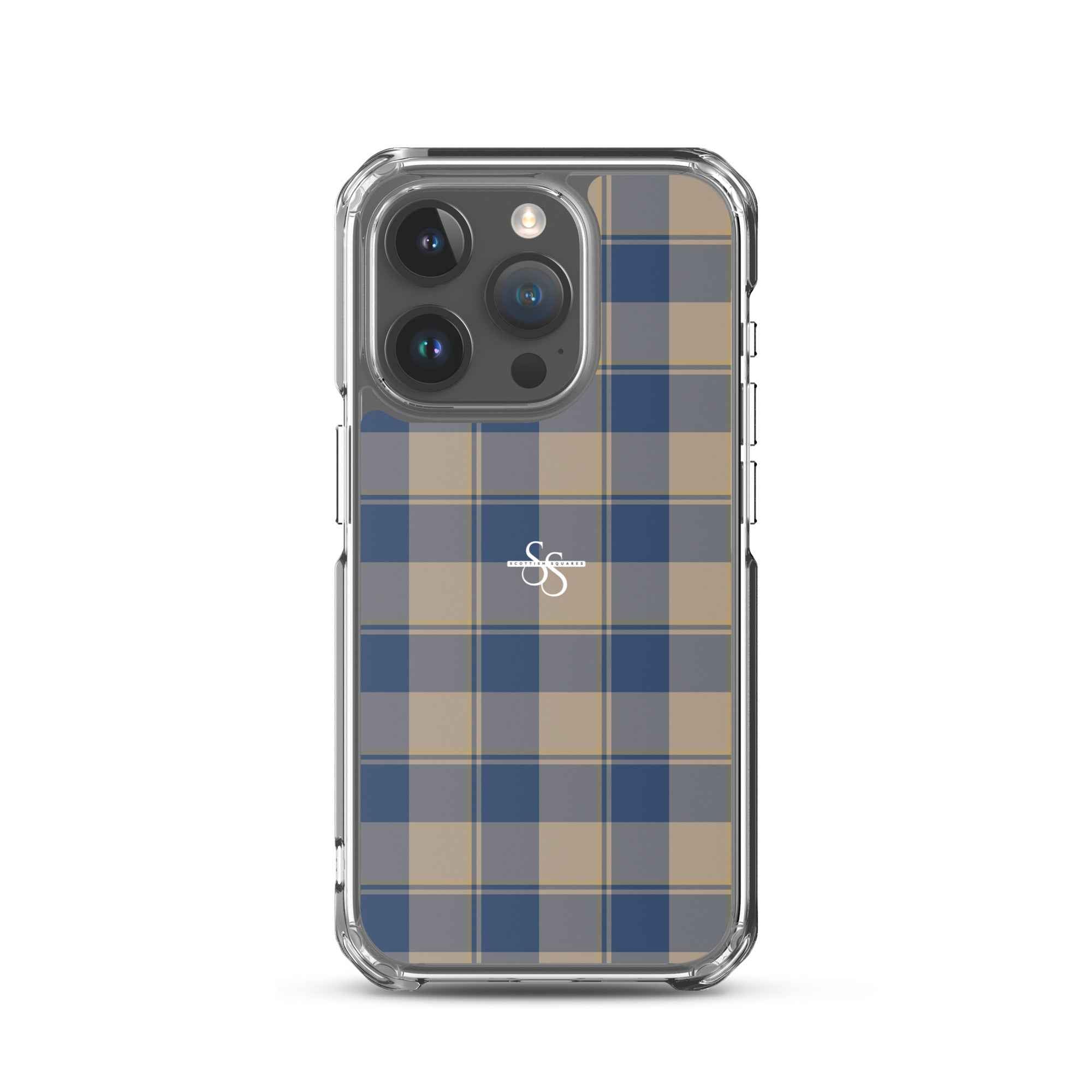 Clear Case for iPhone Cello and Donkey Brown Plaid iPhone 15 Pro - Scottish Squares