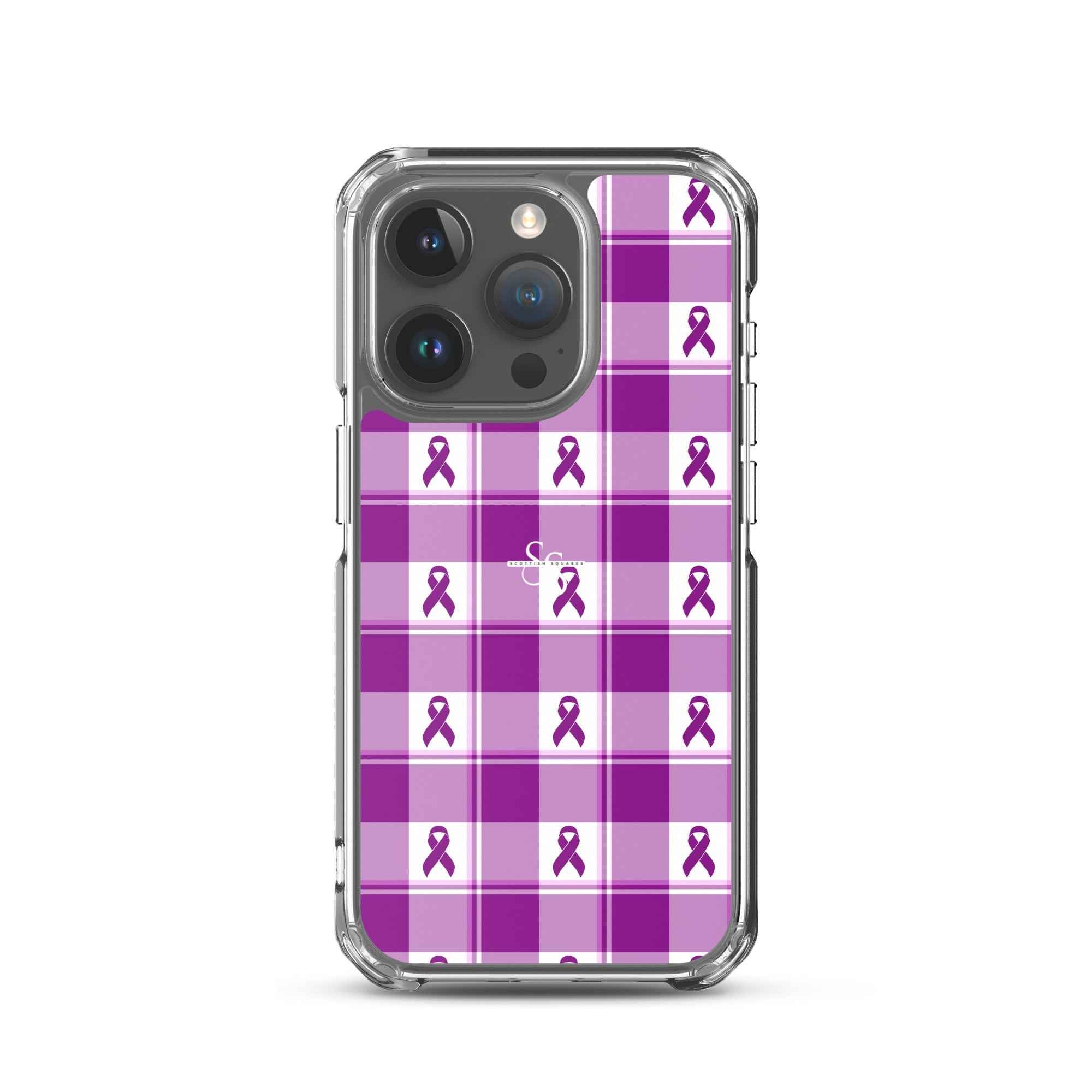 Clear Case for iPhone Pancreatic Cancer Awareness Plaid iPhone 15 Pro - Scottish Squares