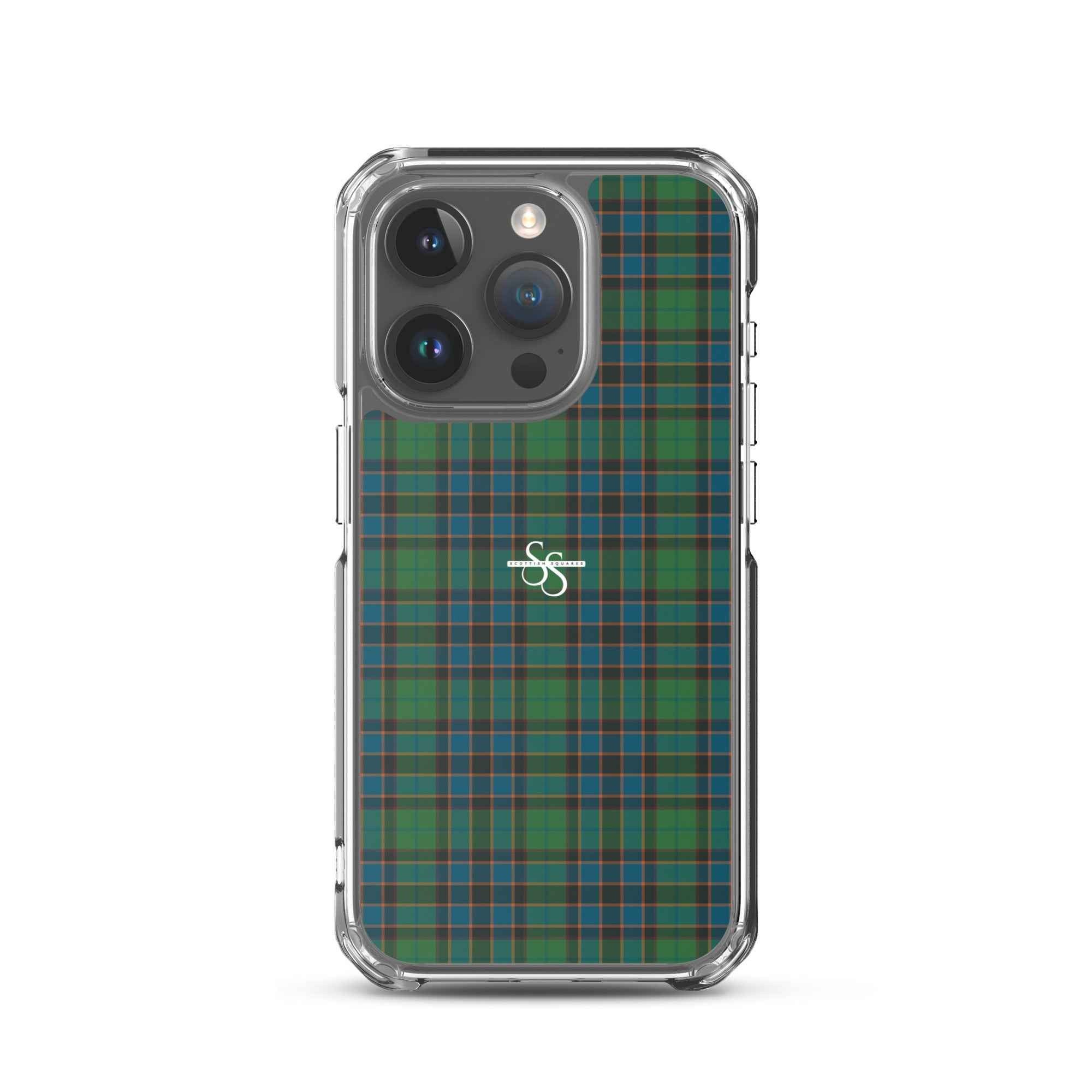 Clear Case for iPhone Green Blue Orange Plaid Tartan
