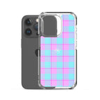 Clear Case for iPhone Mauve and Coastal Mist Plaid - Scottish Squares