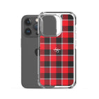 Clear Case for iPhone Red Ribbon and Heavy Metal Plaid - Scottish Squares
