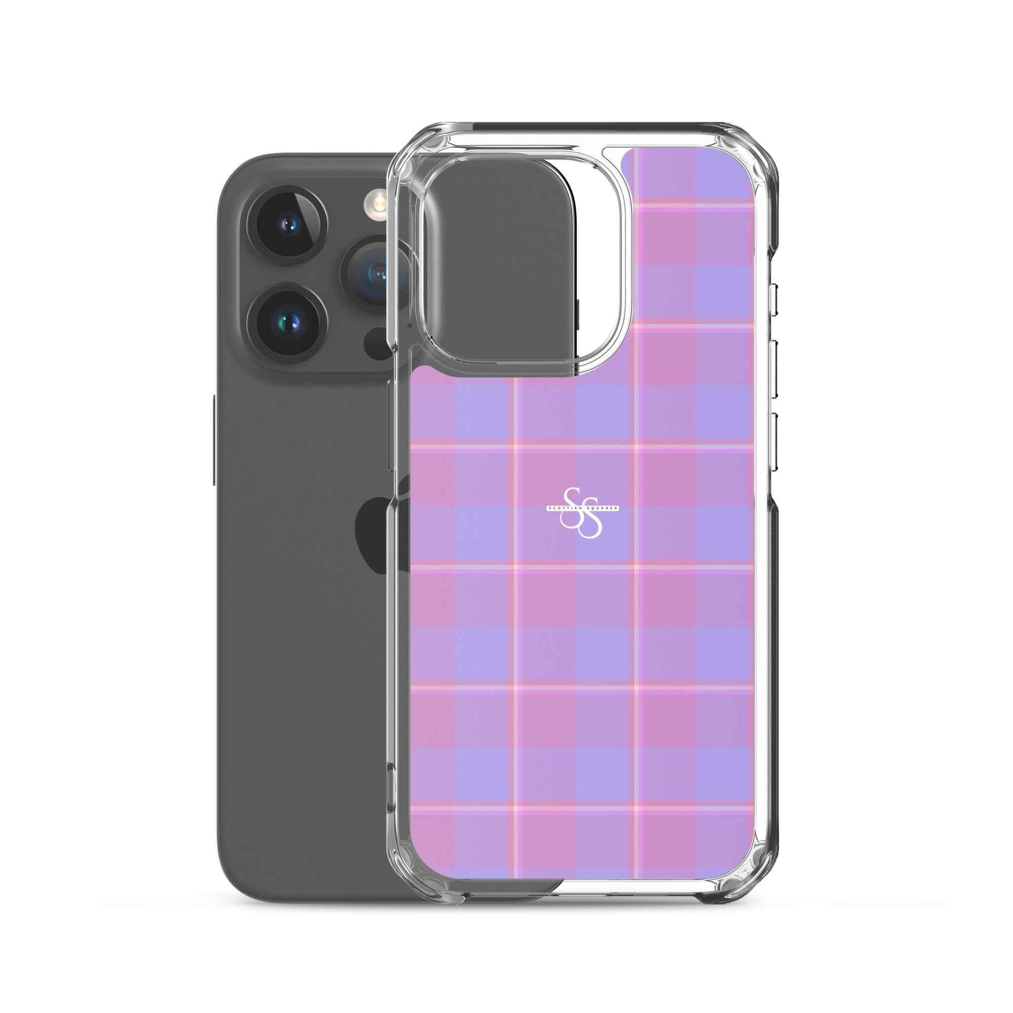 Clear Case for iPhone Viola and Dull Lavender Plaid - Scottish Squares