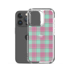 Clear Case for iPhone Vista Blue and Turkish Rose Plaid - Scottish Squares