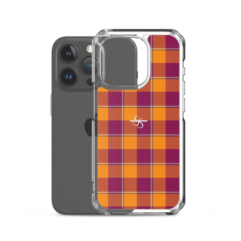 Clear Case for iPhone Tahiti Gold and Rose Bud Cherry Plaid - Scottish Squares