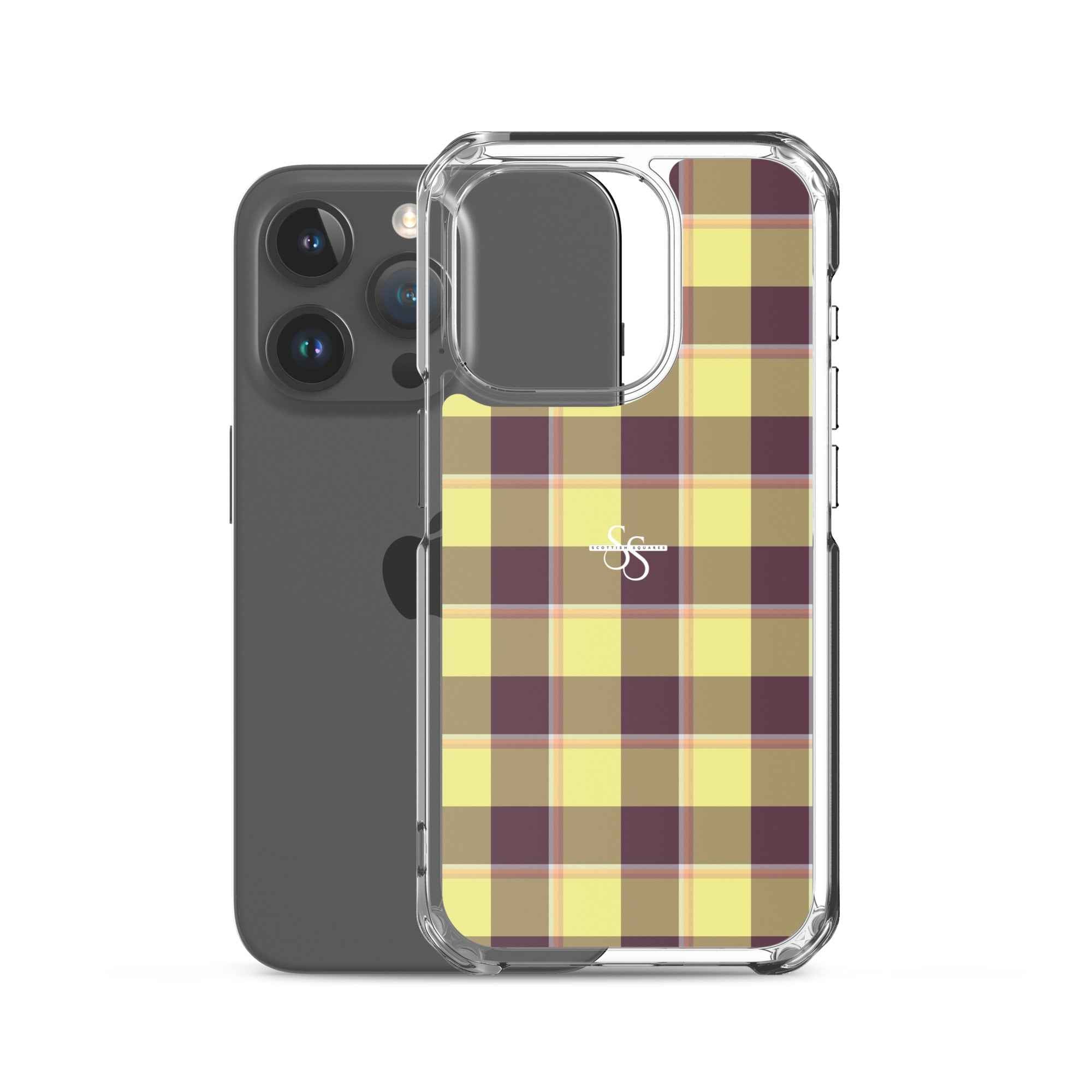 Clear Case for iPhone Flax and Livid Brown Plaid - Scottish Squares