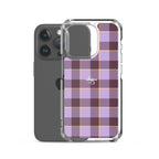 Clear Case for iPhone Light Wisteria and Livid Brown Plaid - Scottish Squares