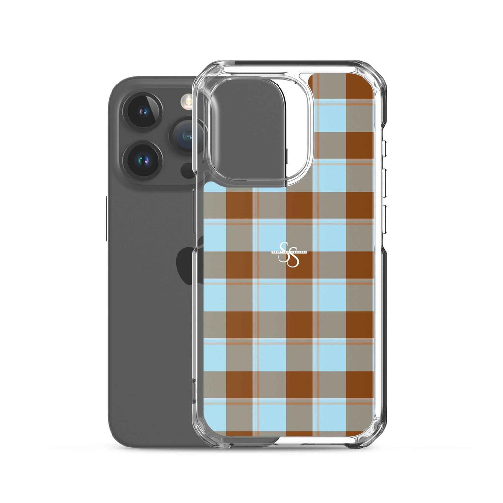 Clear Case for iPhone Blizzard Blue and Livid Brown Plaid - Scottish Squares