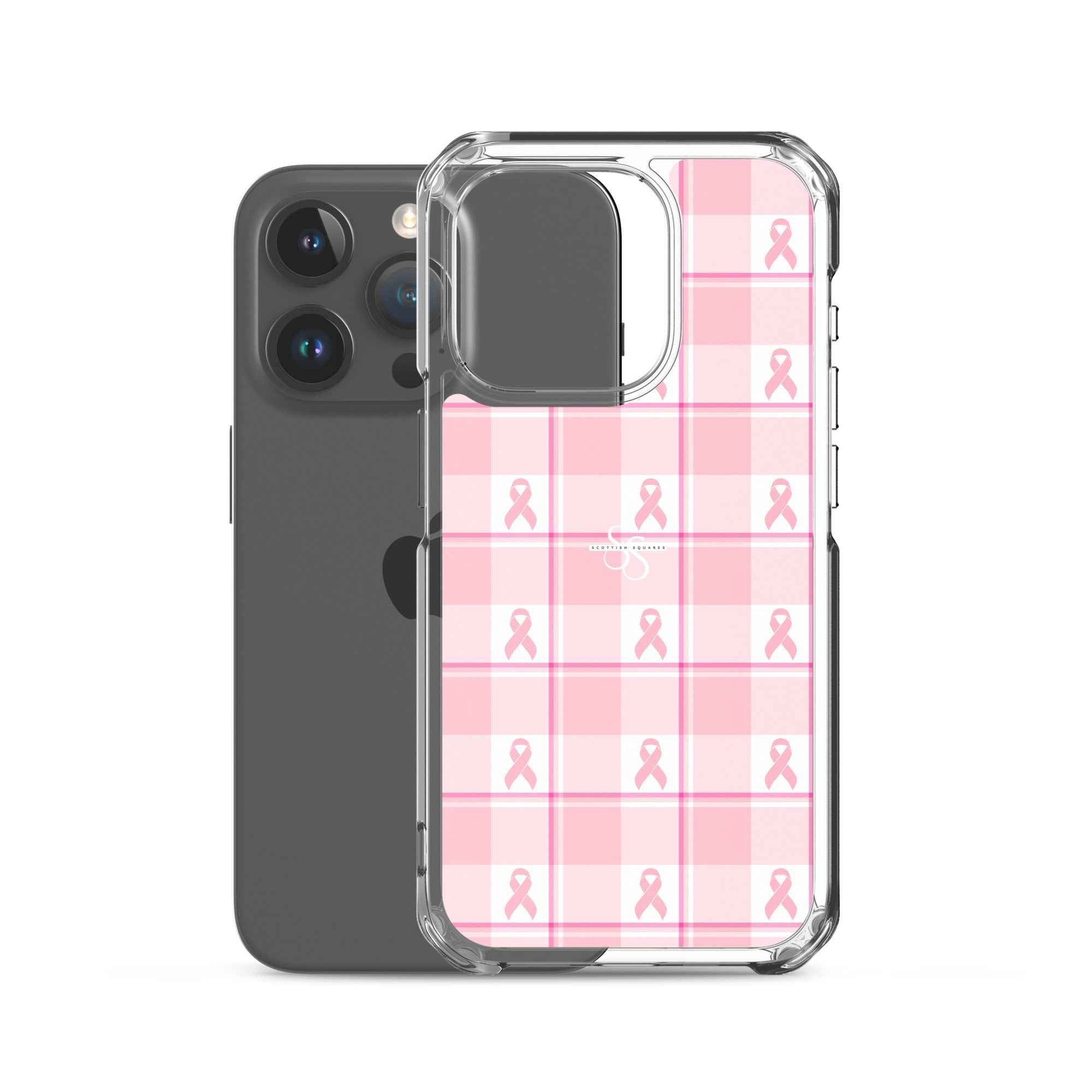Clear Case for iPhone Breast Cancer Awareness Plaid - Scottish Squares