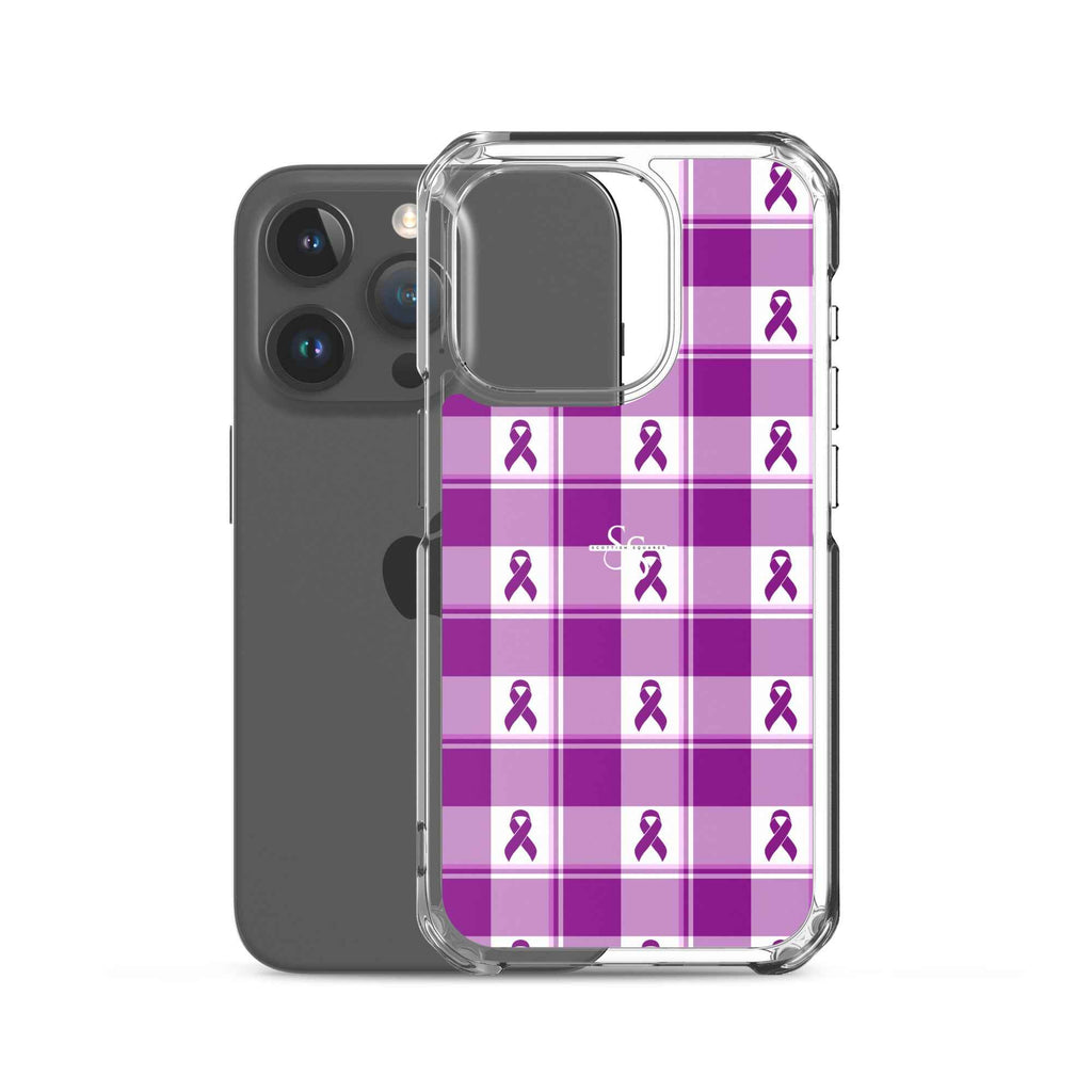 Clear Case for iPhone Pancreatic Cancer Awareness Plaid - Scottish Squares