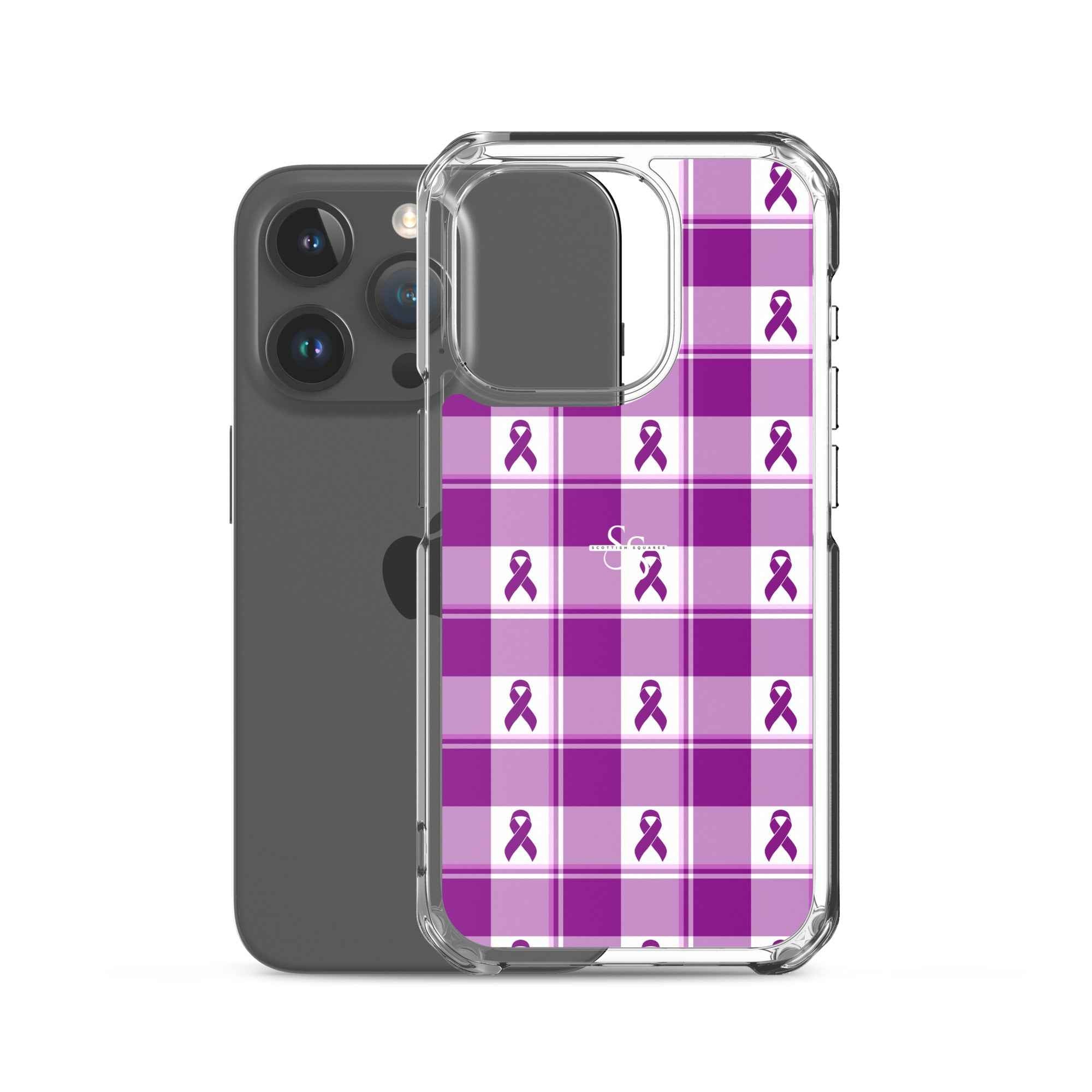 Clear Case for iPhone Pancreatic Cancer Awareness Plaid - Scottish Squares