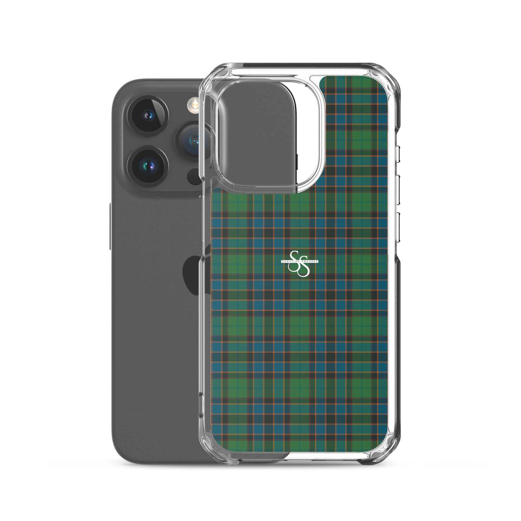 Clear Case for iPhone Green Blue Orange Plaid Tartan