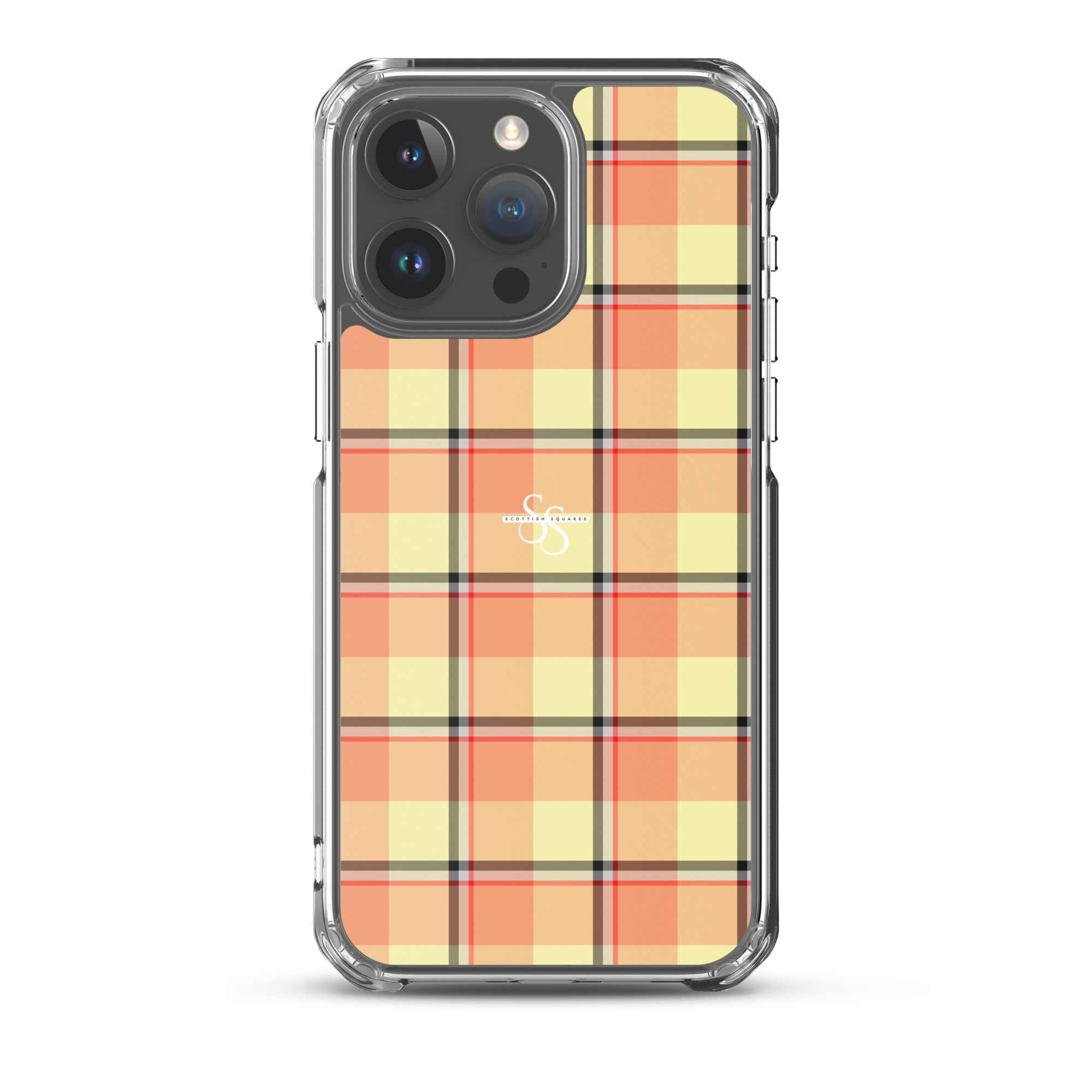 Clear Case for iPhone Claystone and Morning Mist Plaid iPhone 15 Pro Max - Scottish Squares