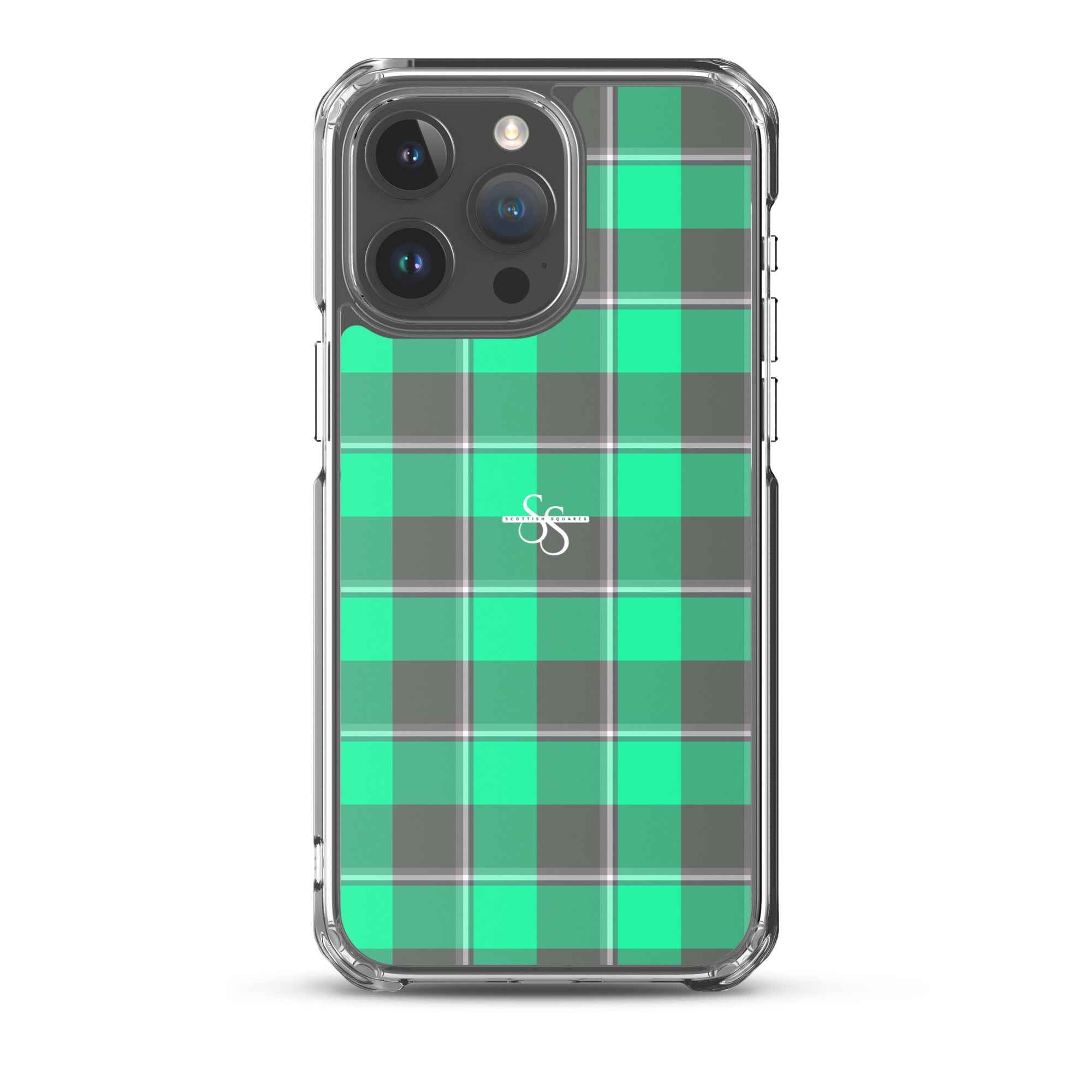 Clear Case for iPhone Spring Green and Finlandia Plaid iPhone 15 Pro Max - Scottish Squares
