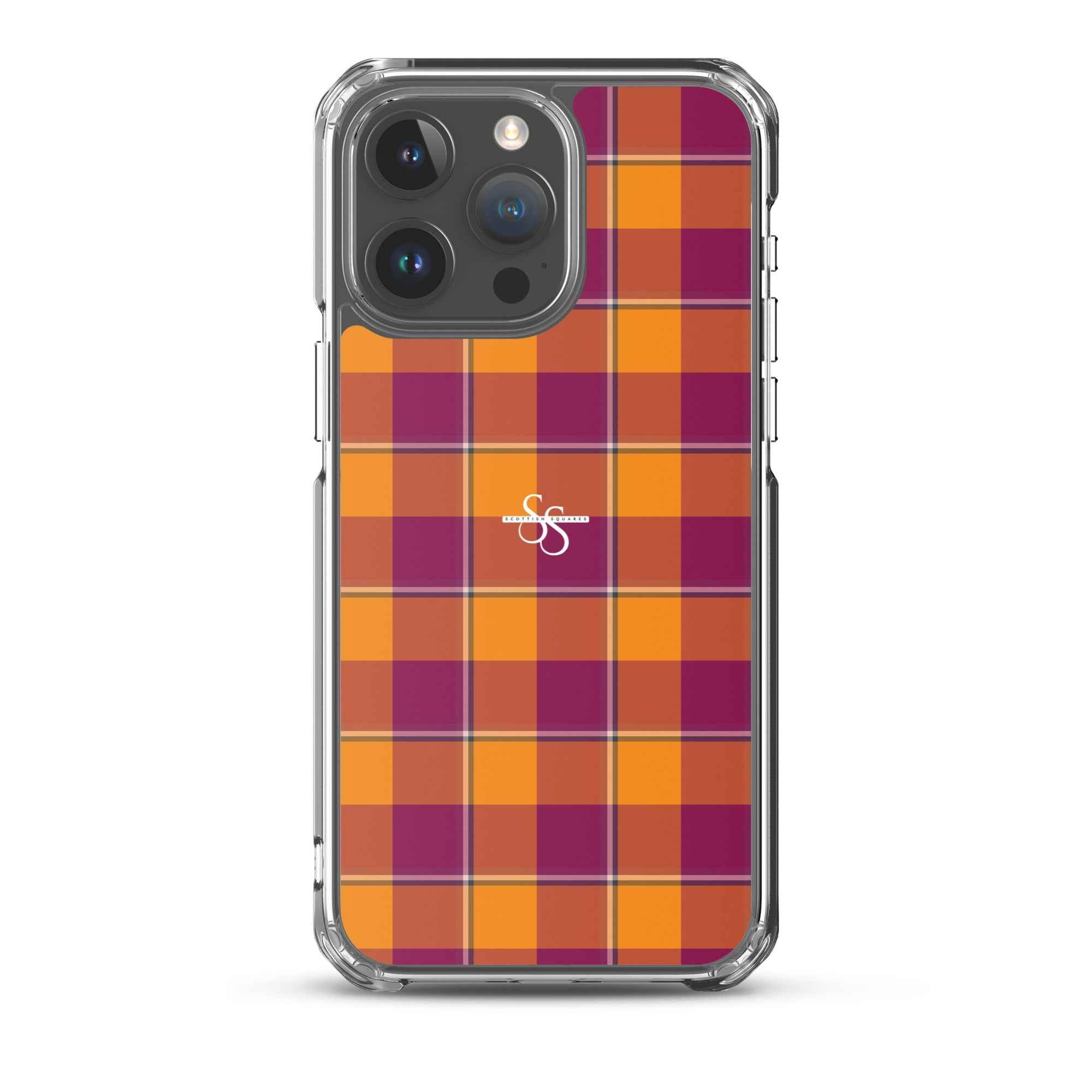 Clear Case for iPhone Tahiti Gold and Rose Bud Cherry Plaid iPhone 15 Pro Max - Scottish Squares
