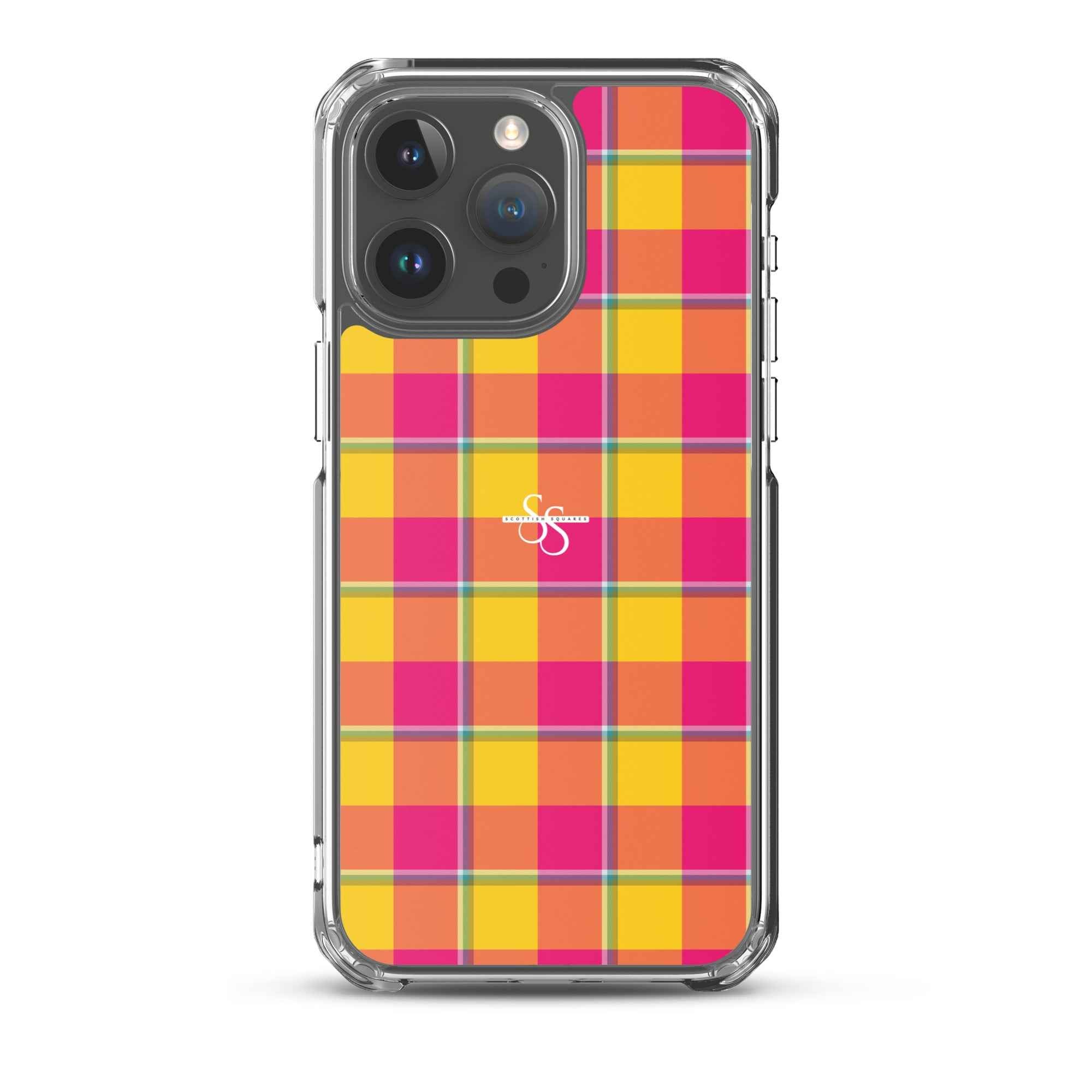 Clear Case for iPhone Corn and Razzmatazz Plaid iPhone 15 Pro Max - Scottish Squares