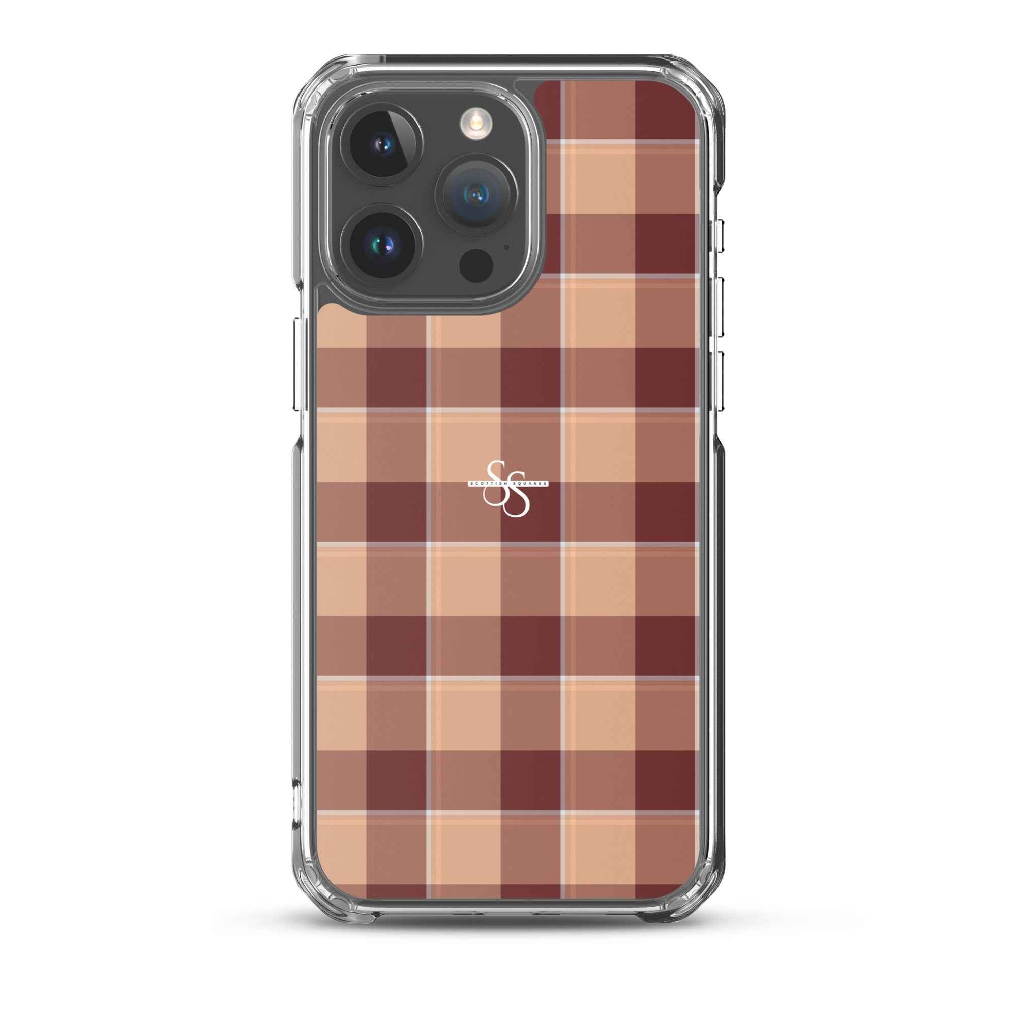 Clear Case for iPhone Whiskey and Livid Brown Plaid iPhone 15 Pro Max - Scottish Squares