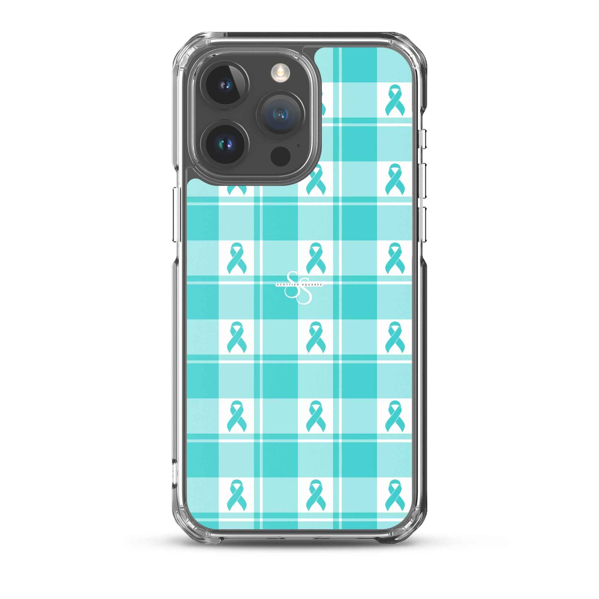 Clear Case for iPhone Ovarian Cancer Awareness Plaid iPhone 15 Pro Max - Scottish Squares