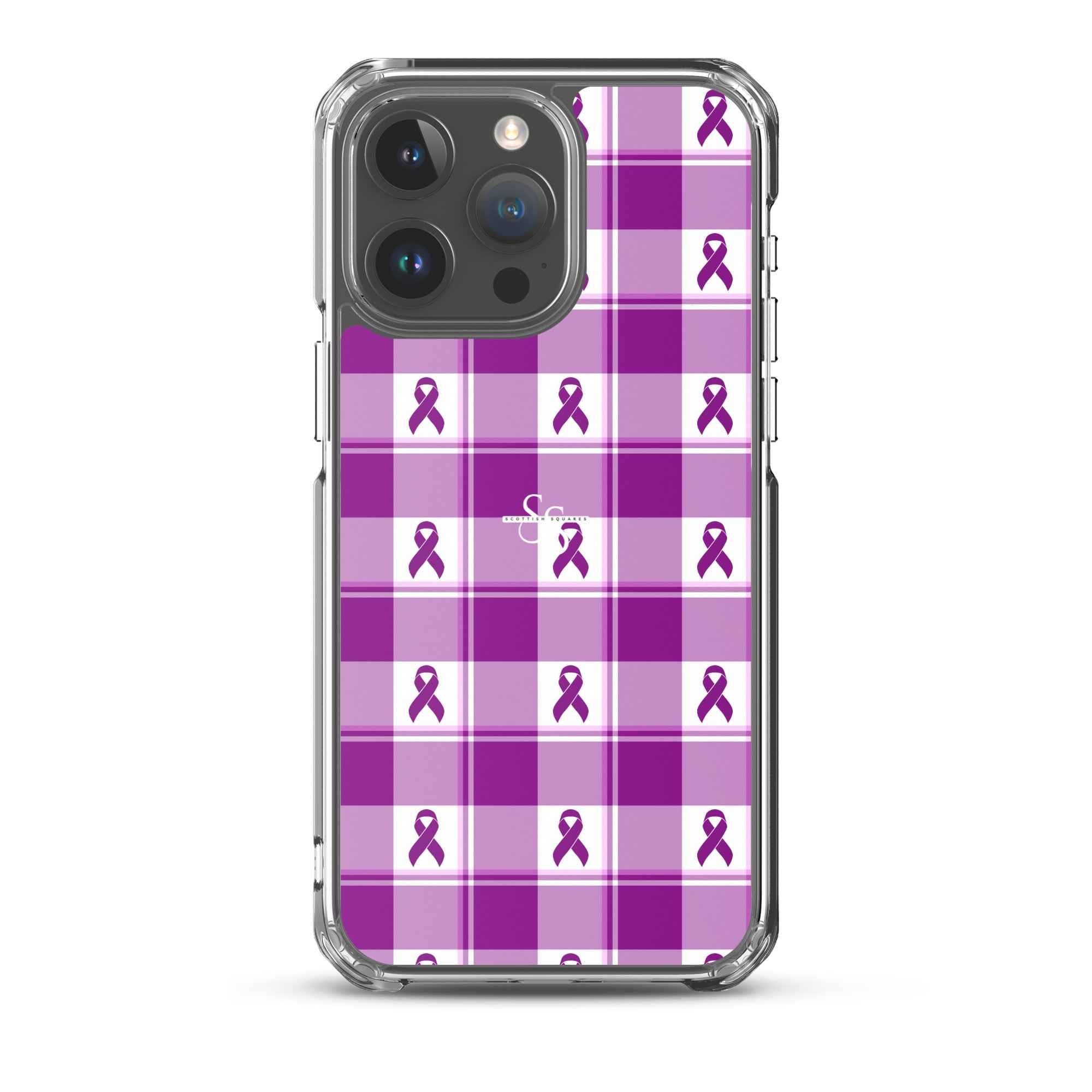 Clear Case for iPhone Pancreatic Cancer Awareness Plaid iPhone 15 Pro Max - Scottish Squares