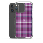 Clear Case for iPhone Purple and Trendy Pink Plaid - Scottish Squares