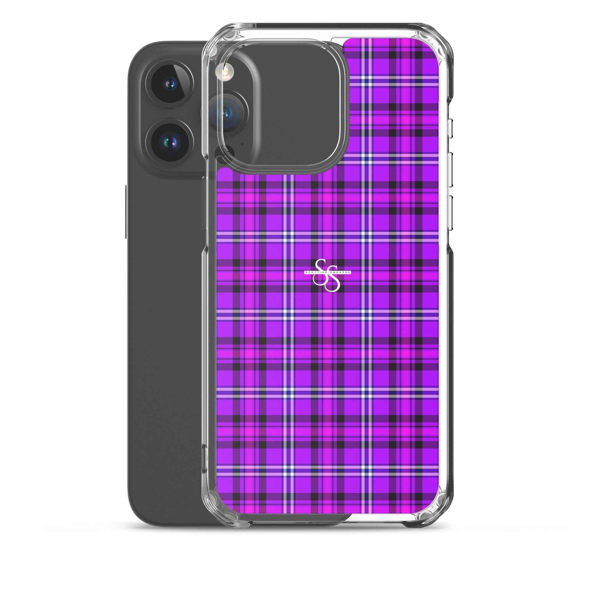 Clear Case for iPhone Electric Violet and Fuchsia Plaid - Scottish Squares