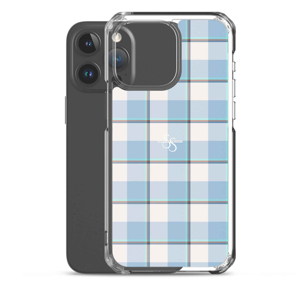 Clear Case for iPhone Pink Cloud and Blue Lagoon Plaid - Scottish Squares