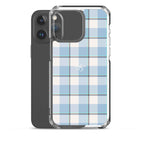 Clear Case for iPhone Pink Cloud and Blue Lagoon Plaid - Scottish Squares