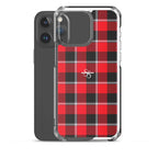 Clear Case for iPhone Red Ribbon and Heavy Metal Plaid - Scottish Squares
