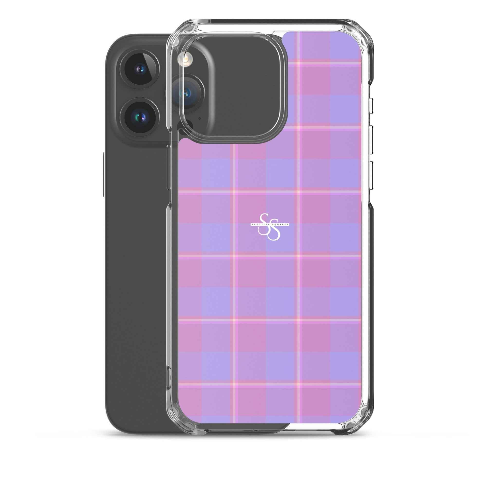 Clear Case for iPhone Viola and Dull Lavender Plaid - Scottish Squares