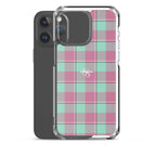 Clear Case for iPhone Vista Blue and Turkish Rose Plaid - Scottish Squares