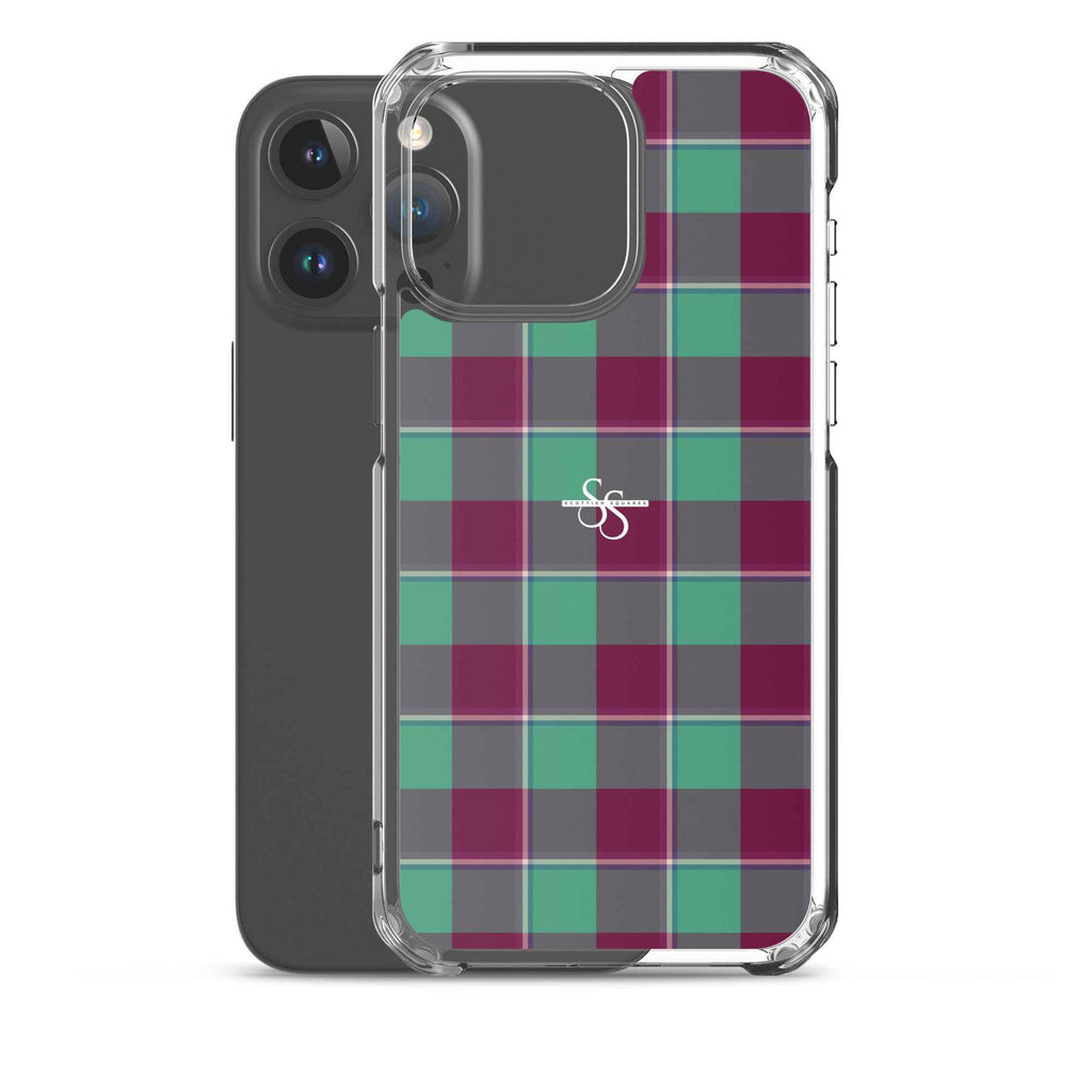 Clear Case for iPhone Ocean Green and Mulberry Wood Plaid - Scottish Squares