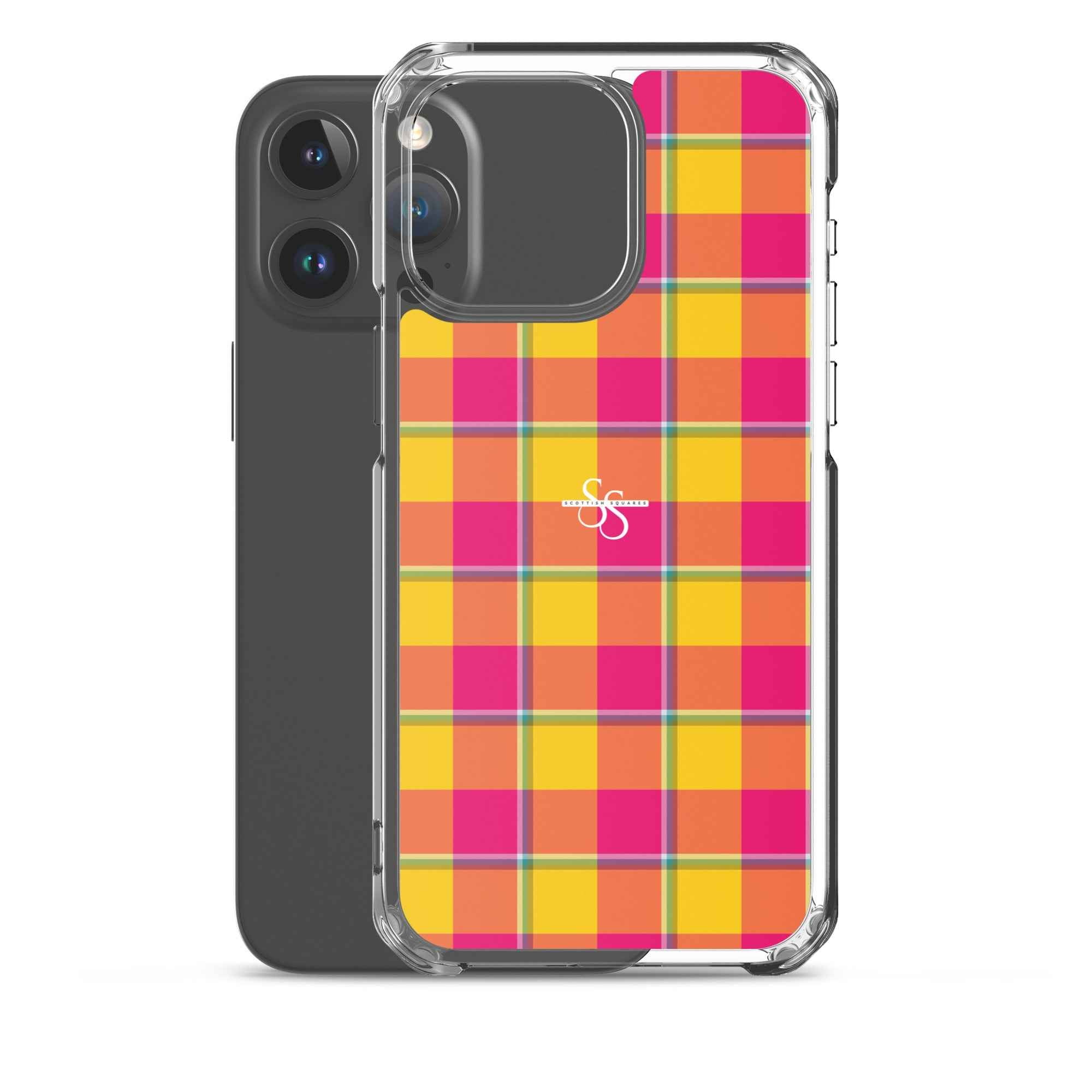 Clear Case for iPhone Corn and Razzmatazz Plaid - Scottish Squares