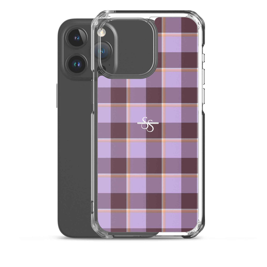 Clear Case for iPhone Light Wisteria and Livid Brown Plaid - Scottish Squares