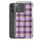 Clear Case for iPhone Light Wisteria and Livid Brown Plaid - Scottish Squares