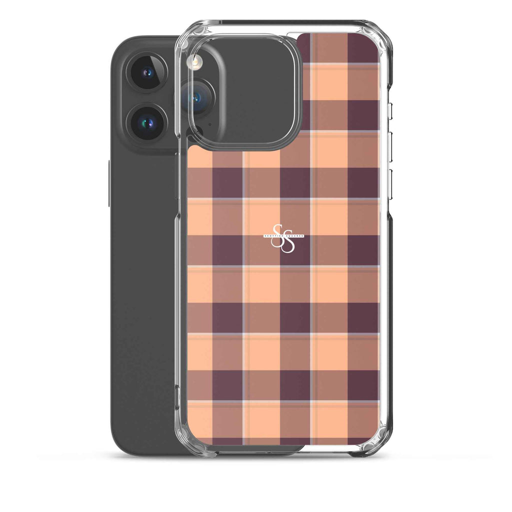 Clear Case for iPhone Hit Pink and Livid Brown Plaid - Scottish Squares
