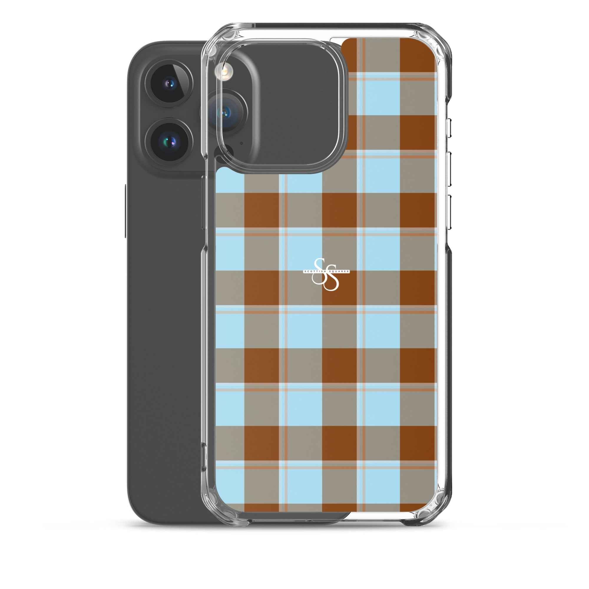 Clear Case for iPhone Blizzard Blue and Livid Brown Plaid - Scottish Squares