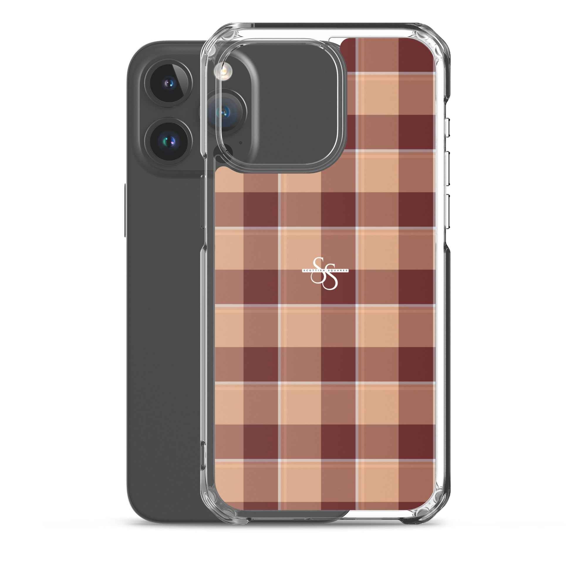 Clear Case for iPhone Whiskey and Livid Brown Plaid - Scottish Squares