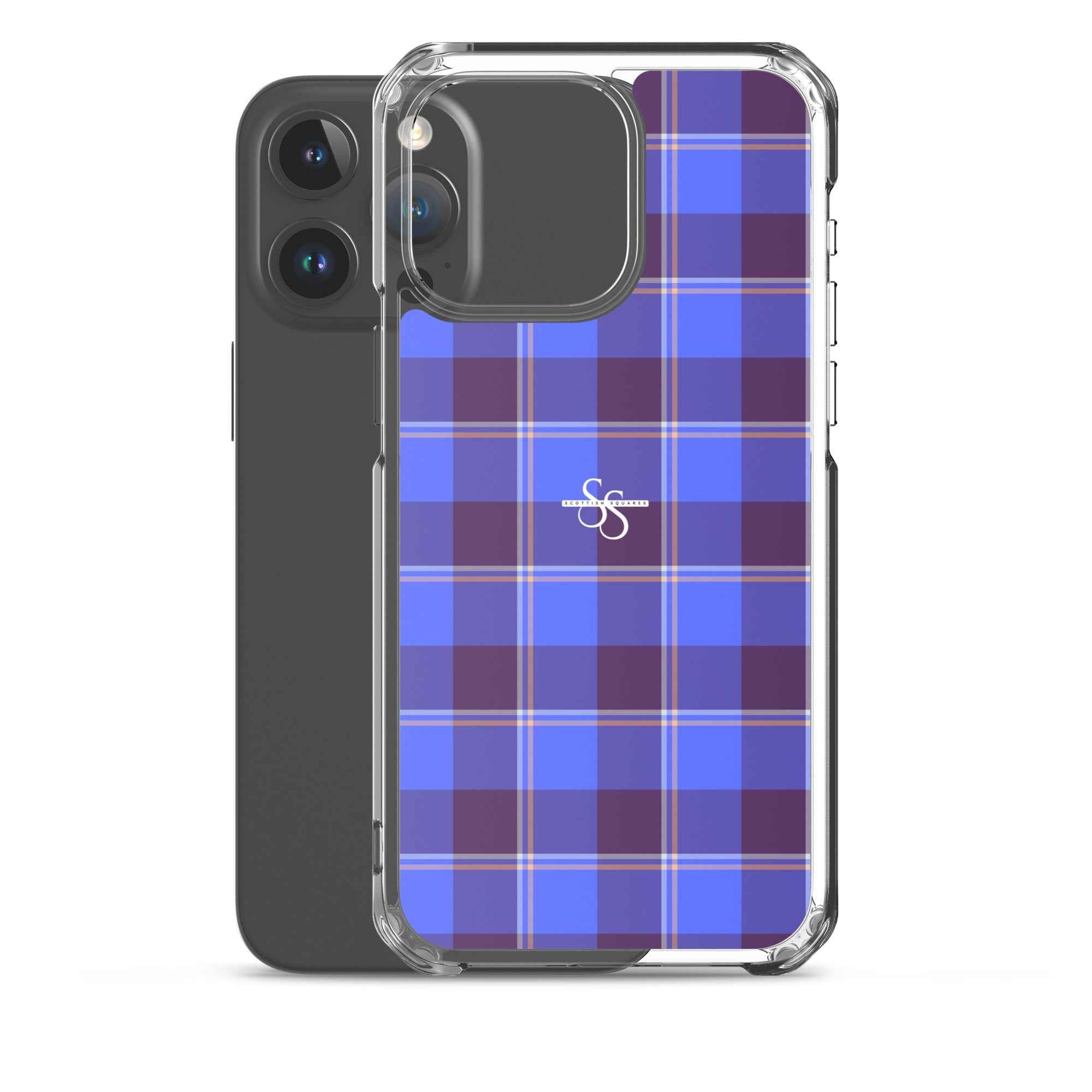 Clear Case for iPhone Cornflower Blue and Livid Brown Plaid - Scottish Squares