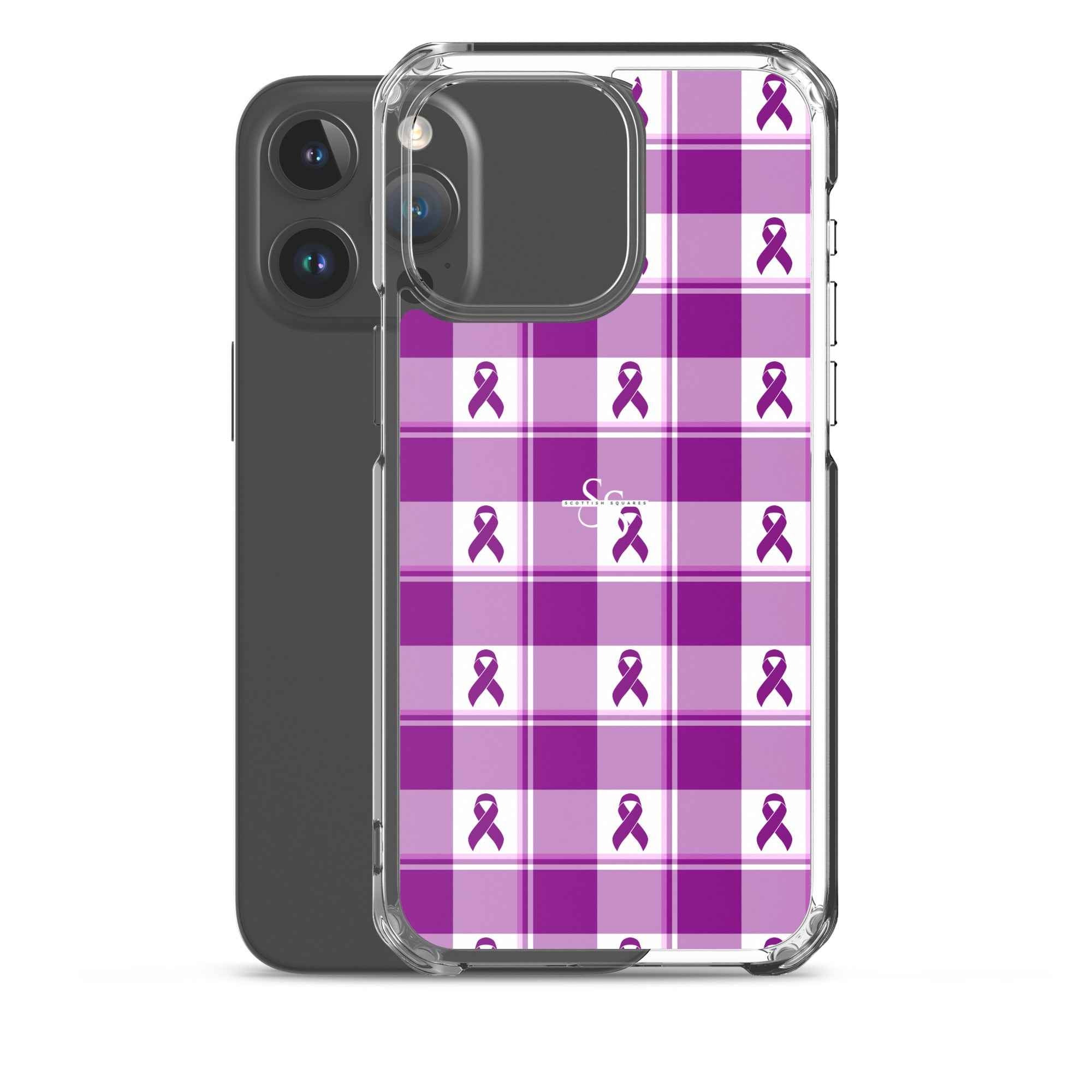 Clear Case for iPhone Pancreatic Cancer Awareness Plaid - Scottish Squares