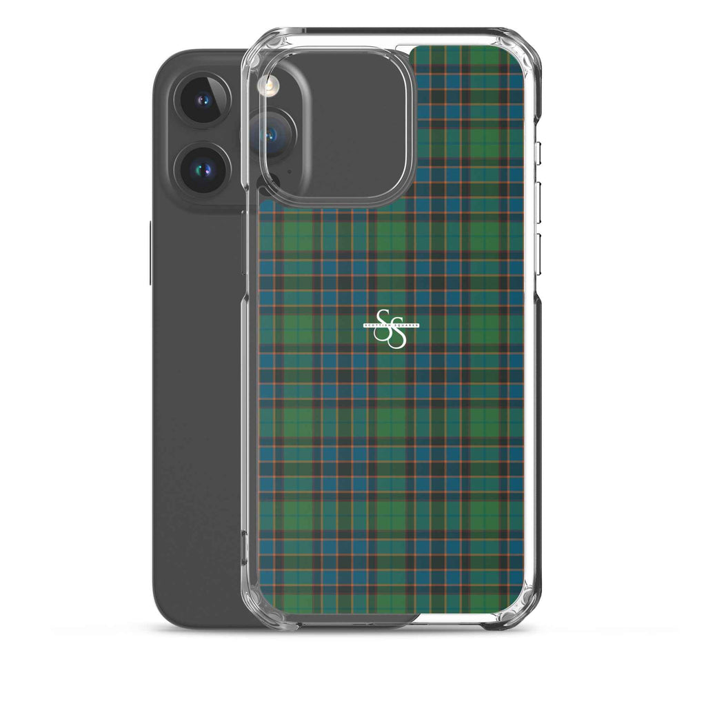 Clear Case for iPhone Green Blue Orange Plaid Tartan