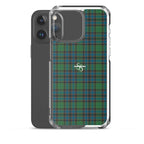 Clear Case for iPhone Green Blue Orange Plaid Tartan