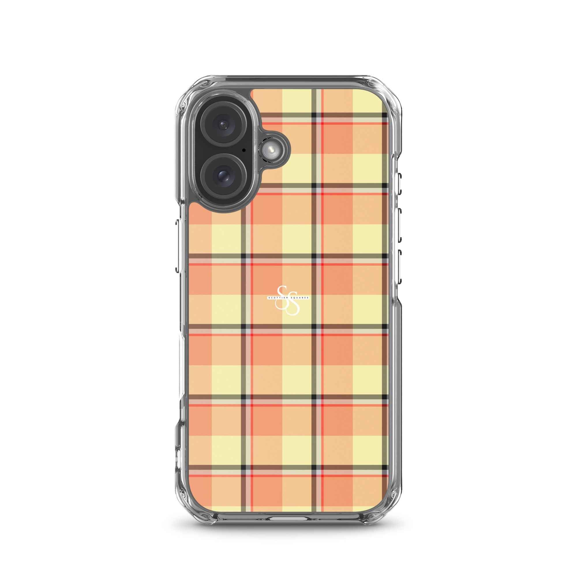 Clear Case for iPhone Claystone and Morning Mist Plaid iPhone 16 - Scottish Squares