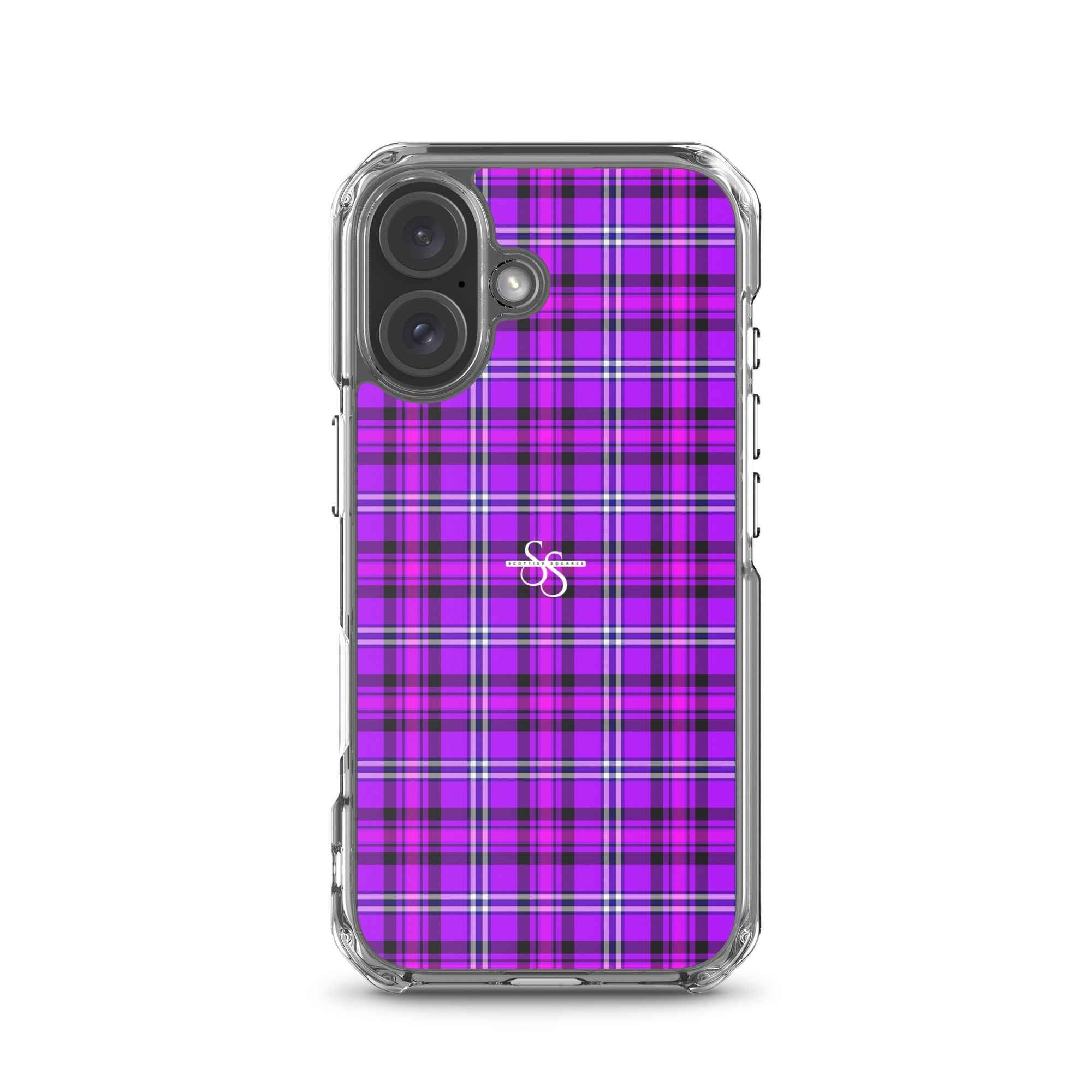 Clear Case for iPhone Electric Violet and Fuchsia Plaid iPhone 16 - Scottish Squares