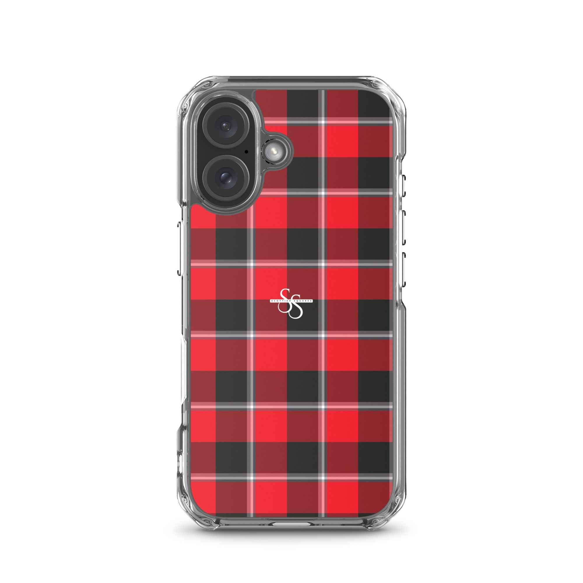 Clear Case for iPhone Red Ribbon and Heavy Metal Plaid iPhone 16 - Scottish Squares