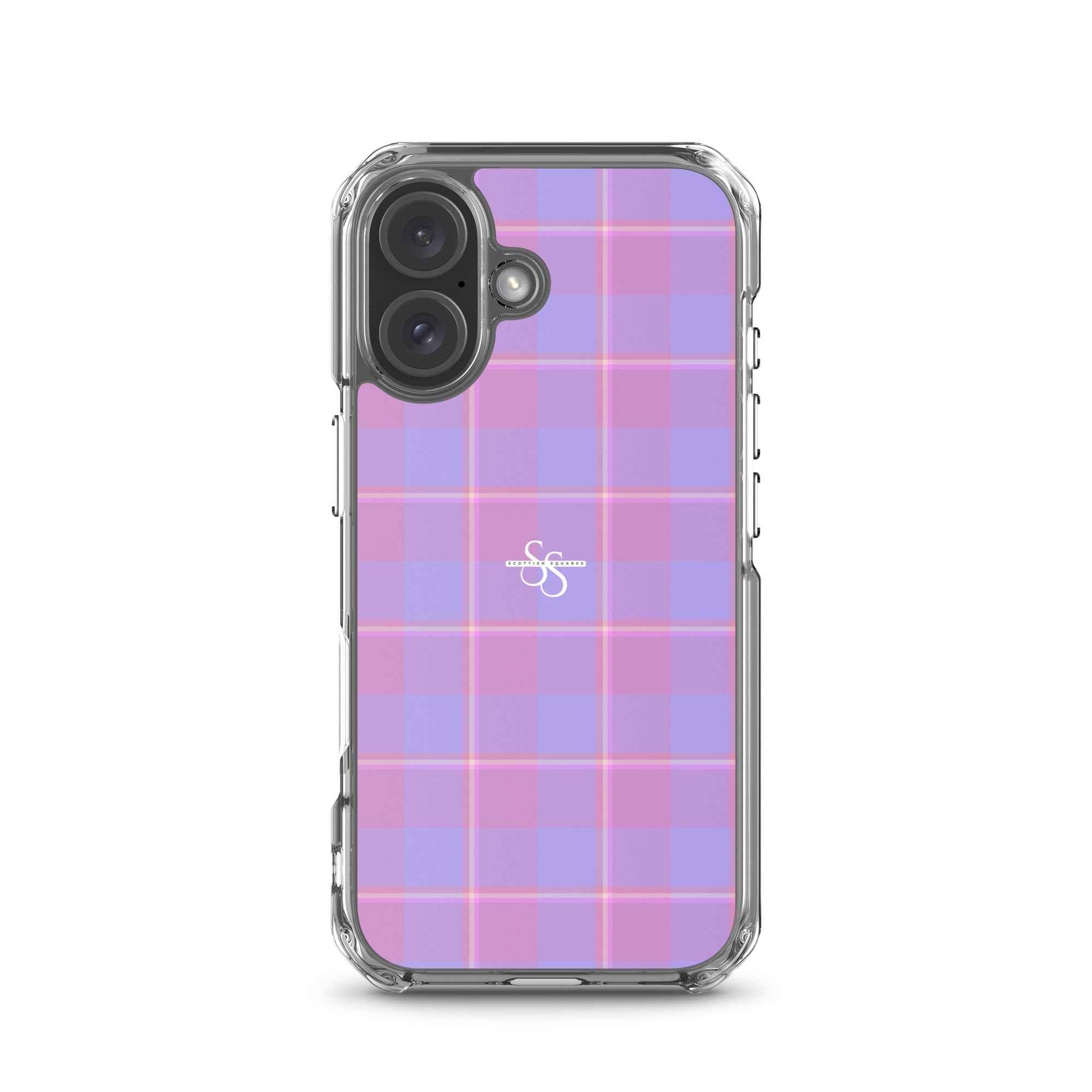 Clear Case for iPhone Viola and Dull Lavender Plaid iPhone 16 - Scottish Squares