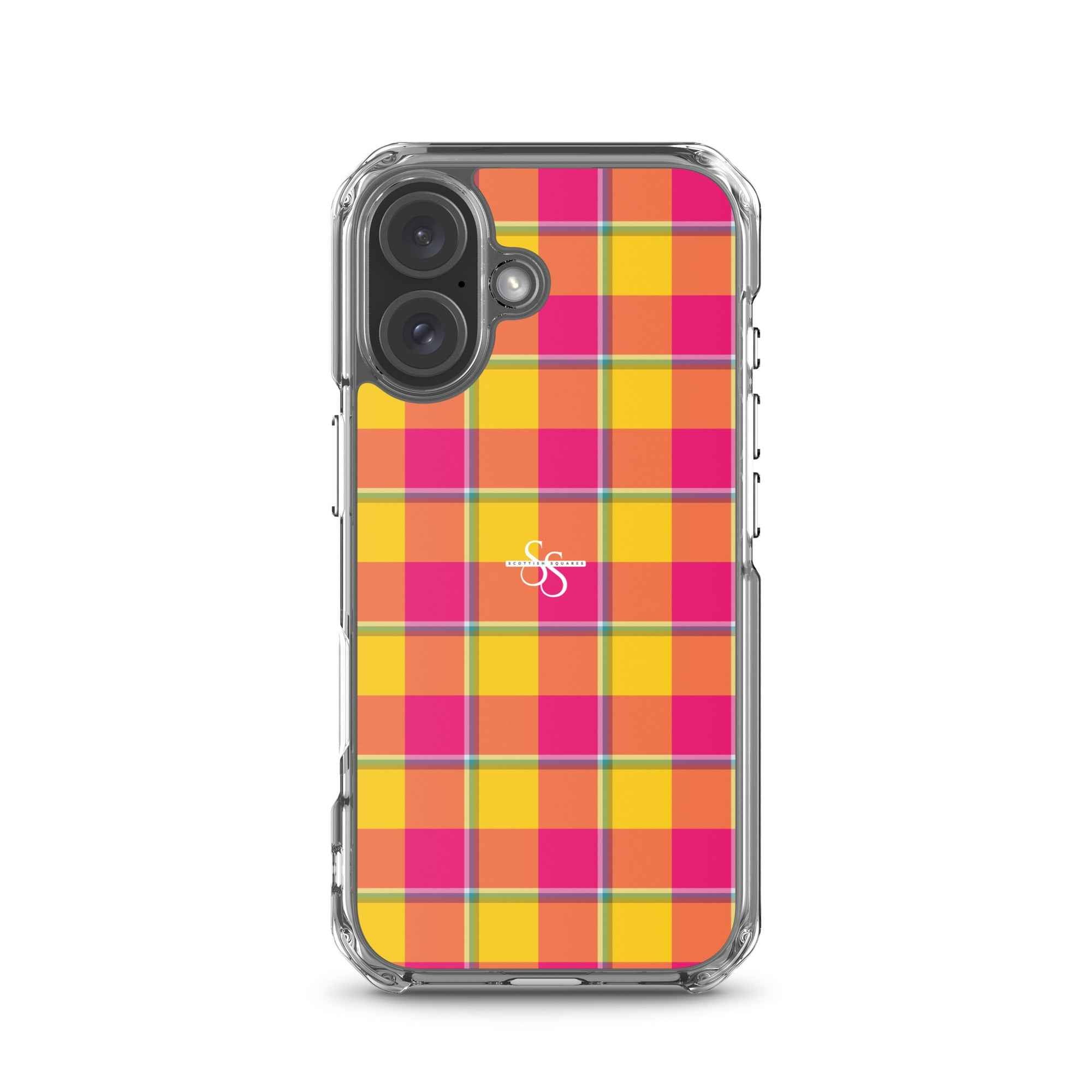 Clear Case for iPhone Corn and Razzmatazz Plaid iPhone 16 - Scottish Squares